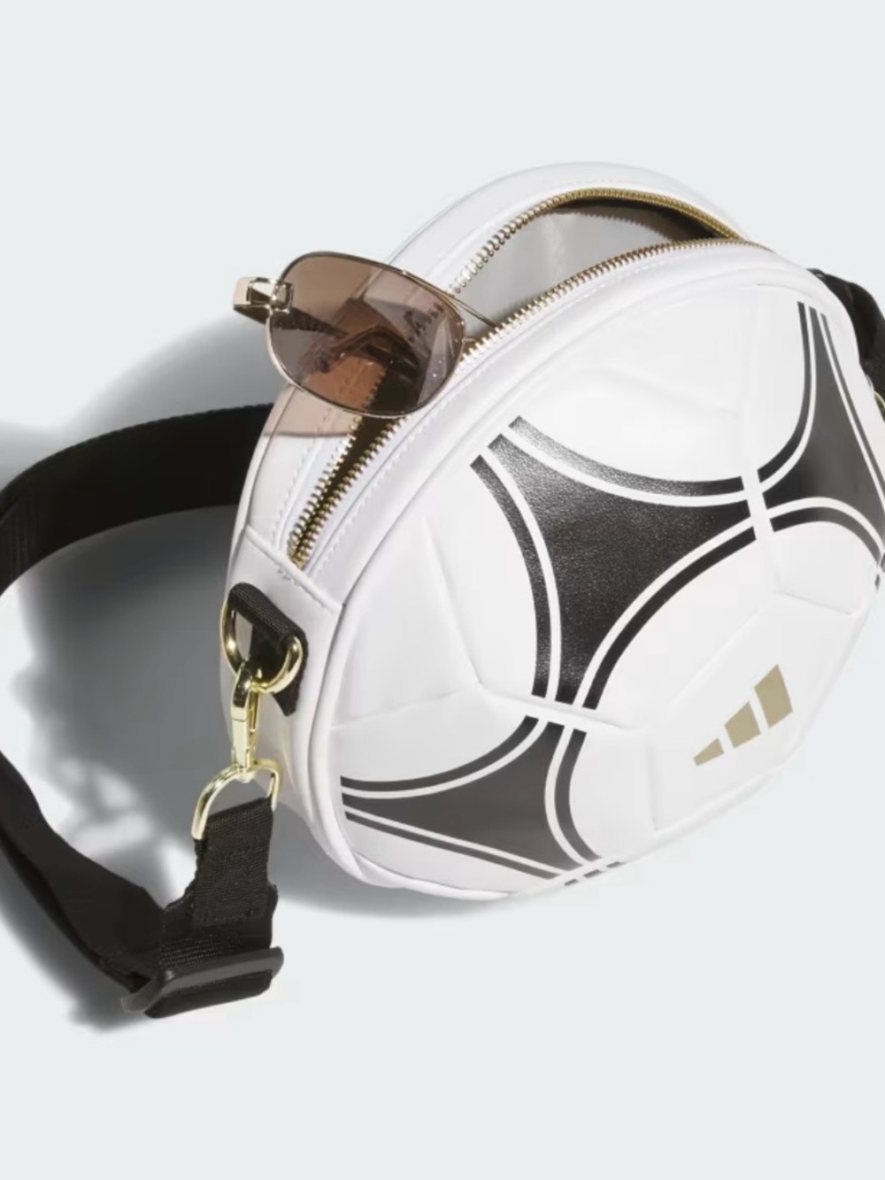 Adidas Soccer Ball Crossbody Bag - White/Black/Gold Metallic - Picture 9 of 9